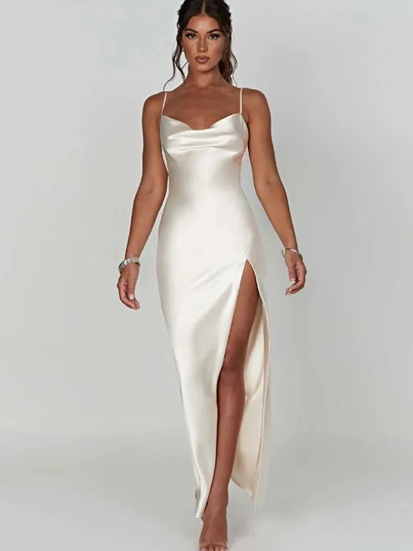 Prom Dress Backless High Slit Spaghetti Strap Sexy Party Maxi Dresses