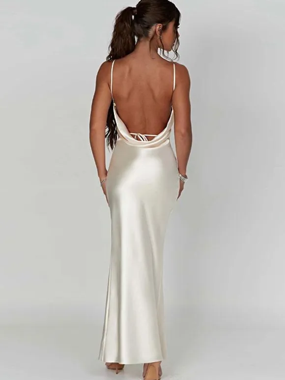 Prom Dress Backless High Slit Spaghetti Strap Sexy Party Maxi Dresses