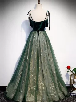 Prom Dress 2026 Ball Gown V-Neck Floor-Length Sleeveless Lace-Up Party Dresses