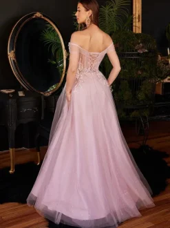 Prom Dress 2026 Bateau Neck A-Line Long Sleeves Wedding Guest Dresses