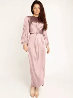 Prom Dresses Jewel Neck Pleated Stain Semi Formal Maxi Dress