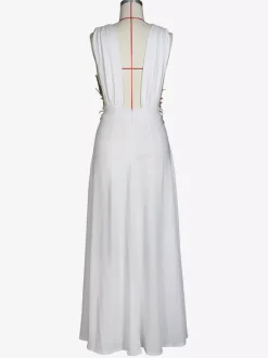 Prom Dresses V-Neck Embroidered High-slit Semi Formal Long Dress