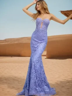 Prom Dress Mermaid Sweetheart Neck Lace Sweep Lace Formal Dinner Dresses