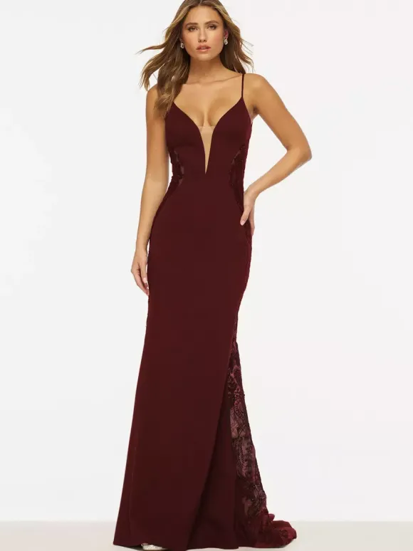Prom Dress Mermaid V-Neck Lace Sweep Lace Formal Party Dresses