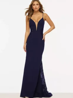 Prom Dress Mermaid V-Neck Lace Sweep Lace Formal Party Dresses