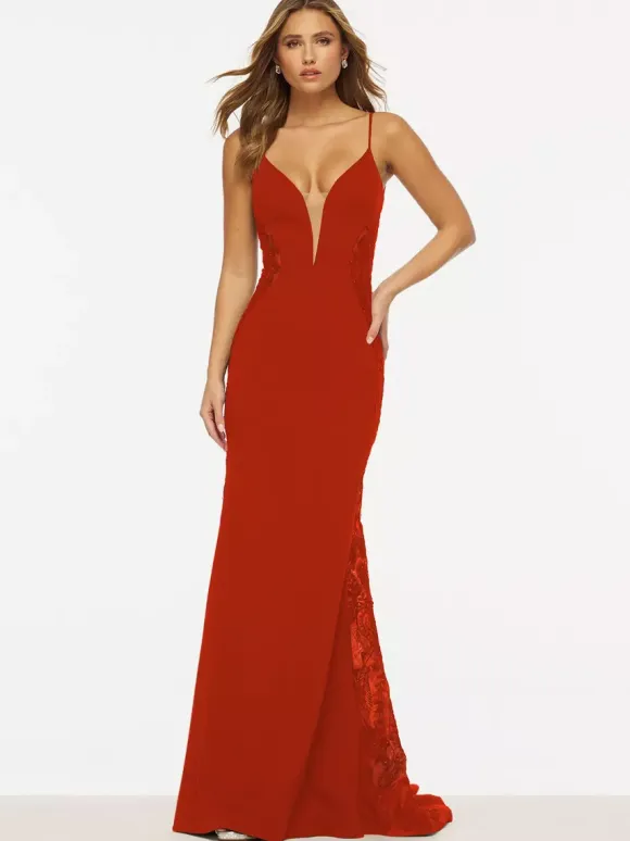 Prom Dress Mermaid V-Neck Lace Sweep Lace Formal Party Dresses