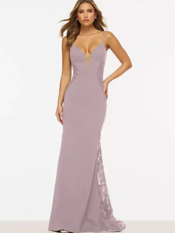 Prom Dress Mermaid V-Neck Lace Sweep Lace Formal Party Dresses