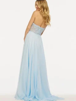 Prom Dress Strapless A-Line Sleeveless Lace Wedding Guest Dresses