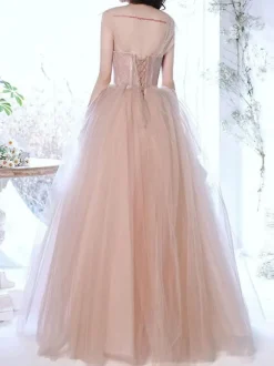 Prom Dress Tulle Strapless A-Line Short Sleeves Wedding Guest Dresses