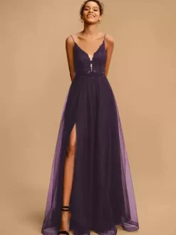 Prom Dress V-Neck A-Line Sleeveless Sequins Party Dresses