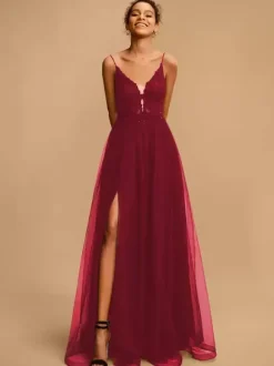 Prom Dress V-Neck A-Line Sleeveless Sequins Party Dresses