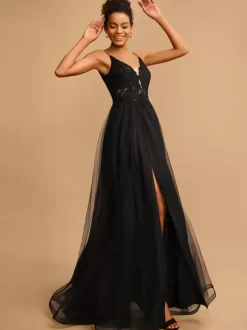 Prom Dress V-Neck A-Line Sleeveless Sequins Party Dresses