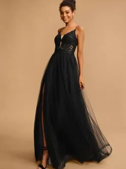 Prom Dress V-Neck A-Line Sleeveless Sequins Party Dresses