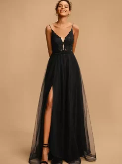 Prom Dress V-Neck A-Line Sleeveless Sequins Party Dresses