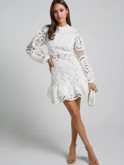 Puff Sleeve Lace Dress Birthday Party A-line Mini Dress For Women 2026