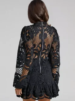 Puff Sleeve Lace Dress Birthday Party A-line Mini Dress For Women 2026