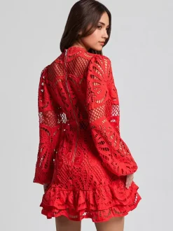 Puff Sleeve Lace Dress Birthday Party A-line Mini Dress For Women 2026