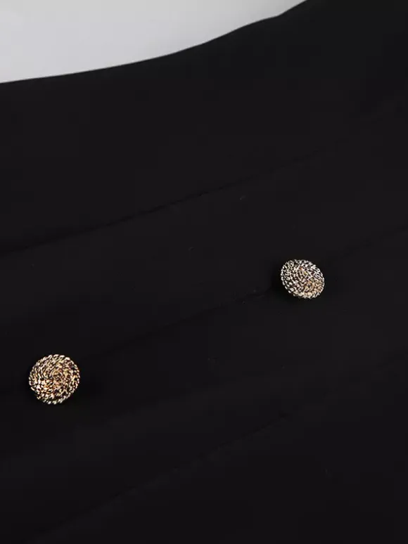 Puff Sleeve Mini Dress For Women Chic Retro Outfit - Black Elegant Stand Collar Slim Fit Bodycon - Spring Desk-to-dinner 2026
