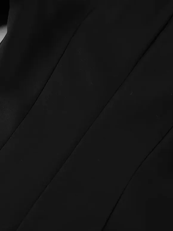 Puff Sleeve Mini Dress For Women Chic Retro Outfit - Black Elegant Stand Collar Slim Fit Bodycon - Spring Desk-to-dinner 2026
