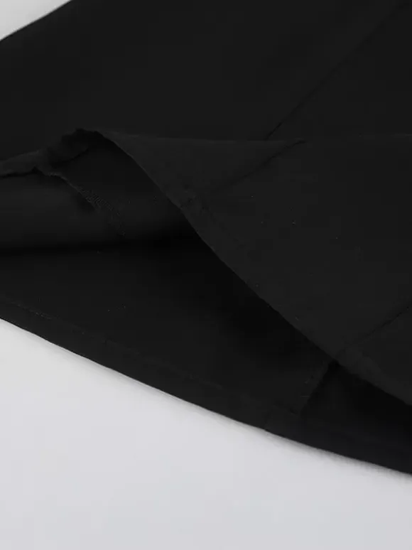 Puff Sleeve Mini Dress For Women Chic Retro Outfit - Black Elegant Stand Collar Slim Fit Bodycon - Spring Desk-to-dinner 2026