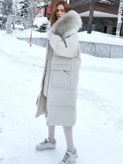 Puffer Coats For Women Ecru White Thicken Winter Outerwear
