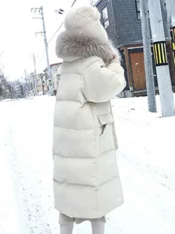 Puffer Coats For Women Ecru White Thicken Winter Outerwear