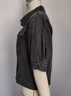 Puff Sleeve Denim Jacket For Women - Retro Half Sleeve Cropped Jean Trucker Coat - Summer Spring Streetwear 2026