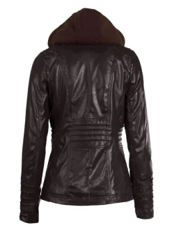 PU Leather Jacket Hooded Spring Outerwear For Women 2026