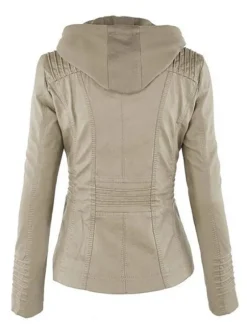 PU Leather Jacket Hooded Spring Outerwear For Women 2026