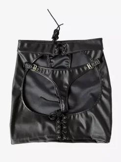 Punk Hollow Out Lace Up High Waist Pencil Buckle Bodycon Mini Skirt