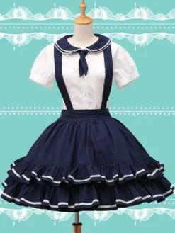 Pure Cotton Straps Neck Lolita Skirt