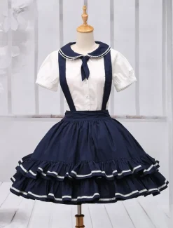 Pure Cotton Straps Neck Lolita Skirt