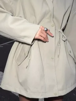 Pure Cotton Utility Jacket For Women - French Chic Drawstring Slim Fit Windbreaker - Spring Casual Outerwear 2026