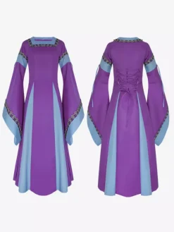 Purple Retro Tudor Dress Costumes Girl's Marie Antoinette Costume Polyester Dress Dress Retro Masquerade Ball Gown Burgundy