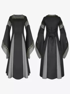 Purple Retro Tudor Dress Costumes Girl's Marie Antoinette Costume Polyester Dress Dress Retro Masquerade Ball Gown Burgundy