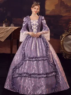 Purple Retro Tudor Dress Costumes Polyester Dress Women's Retro Marie Antoinette Costume 18th Century Costume