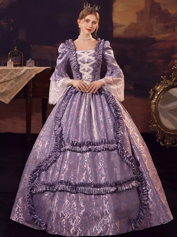 Purple Retro Tudor Dress Costumes Polyester Dress Women's Retro Marie Antoinette Costume 18th Century Costume