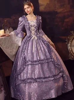 Purple Retro Tudor Dress Costumes Polyester Dress Women's Retro Marie Antoinette Costume 18th Century Costume
