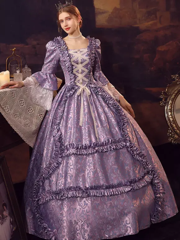 Purple Retro Tudor Dress Costumes Polyester Dress Women's Retro Marie Antoinette Costume 18th Century Costume