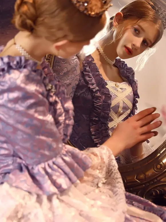 Purple Retro Tudor Dress Costumes Polyester Dress Women's Retro Marie Antoinette Costume 18th Century Costume