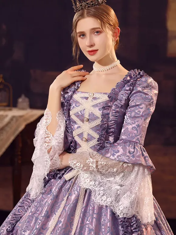 Purple Retro Tudor Dress Costumes Polyester Dress Women's Retro Marie Antoinette Costume 18th Century Costume