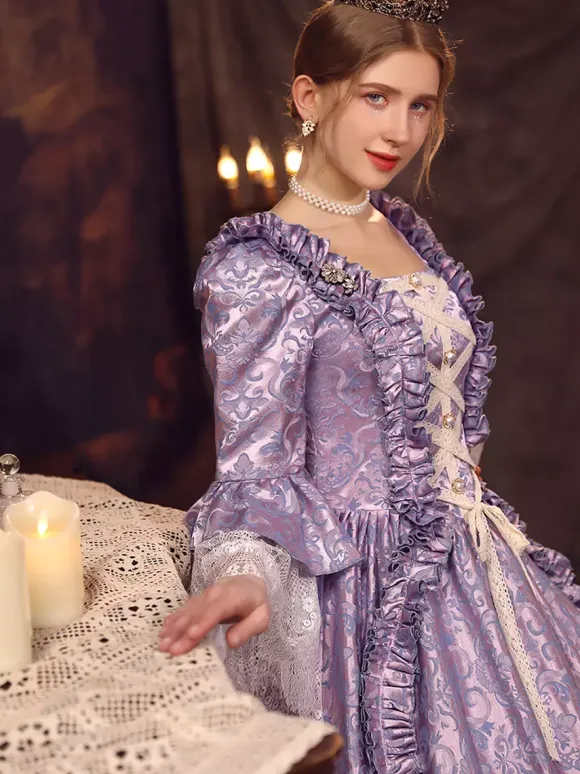 Purple Retro Tudor Dress Costumes Polyester Dress Women's Retro Marie Antoinette Costume 18th Century Costume