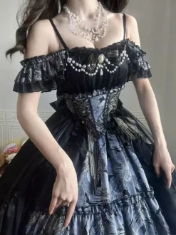 Purple Fairy Lolita Dress Off Shoulder Spaghetti Ruffles Sweet Lolita Tea Party Dress