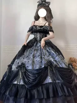 Purple Fairy Lolita Dress Off Shoulder Spaghetti Ruffles Sweet Lolita Tea Party Dress