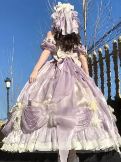 Purple Fairy Lolita Dress Off Shoulder Spaghetti Ruffles Sweet Lolita Tea Party Dress