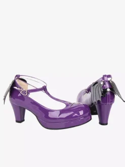 Purple Lolita Pumps Platform Sweet Cross PU Leather Lolita Shoes