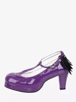 Purple Lolita Pumps Platform Sweet Cross PU Leather Lolita Shoes
