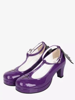 Purple Lolita Pumps Platform Sweet Cross PU Leather Lolita Shoes
