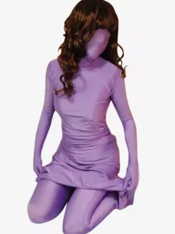 Purple Lycra Spandex Dress and Pants Morph Suit