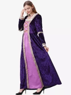 Purple Retro Costumes Ruffles Dress Marie Antoinette Set